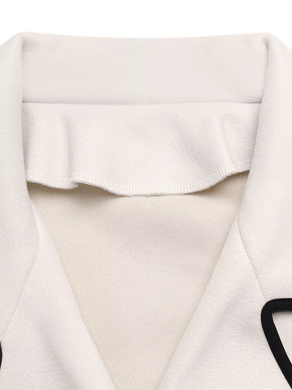 Contrast Trim Double-Breasted Jacket