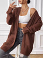 Open Front Drop Shoulder Cardigan Brown One Size