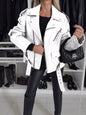 Full Size Zip Up Long Sleeve Jacket Plus Size White S