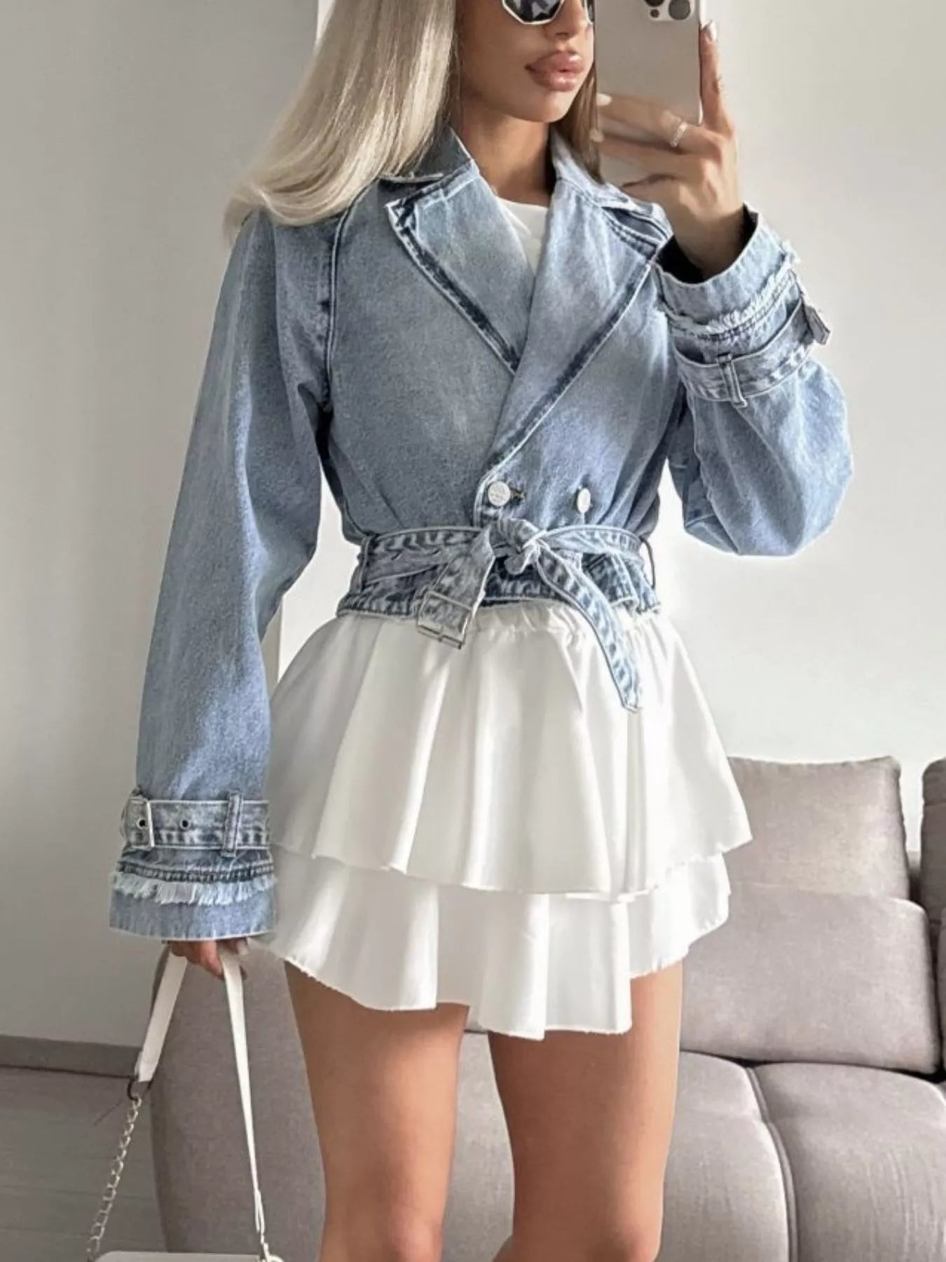 Long Sleeve Crop Denim Jacket