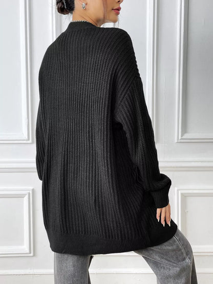 Open Front Drop Shoulder Cardigan