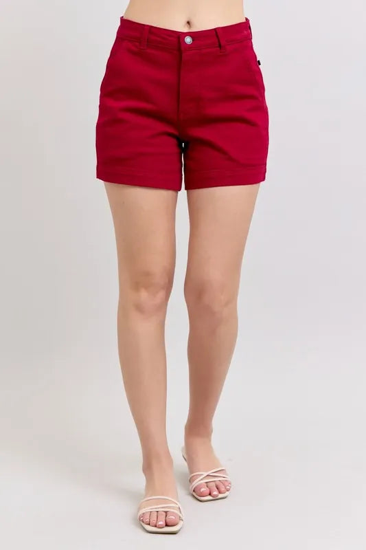 Judy Blue Tummy Control High Waist Denim Shorts SCARLET S