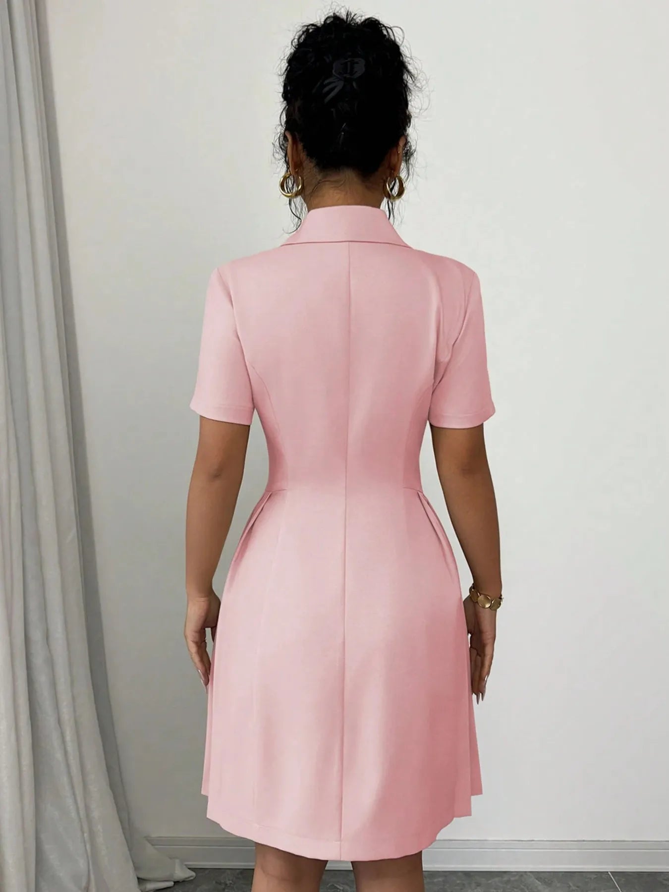 Double-Breasted Short Sleeve Dress