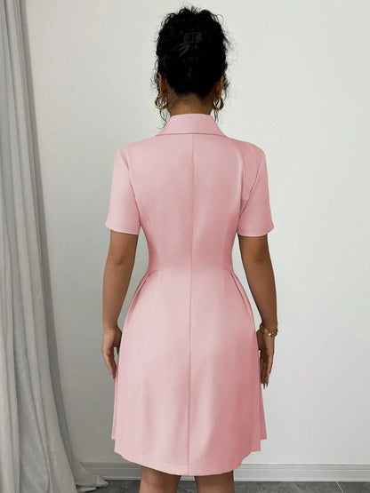 Double-Breasted Short Sleeve Dress