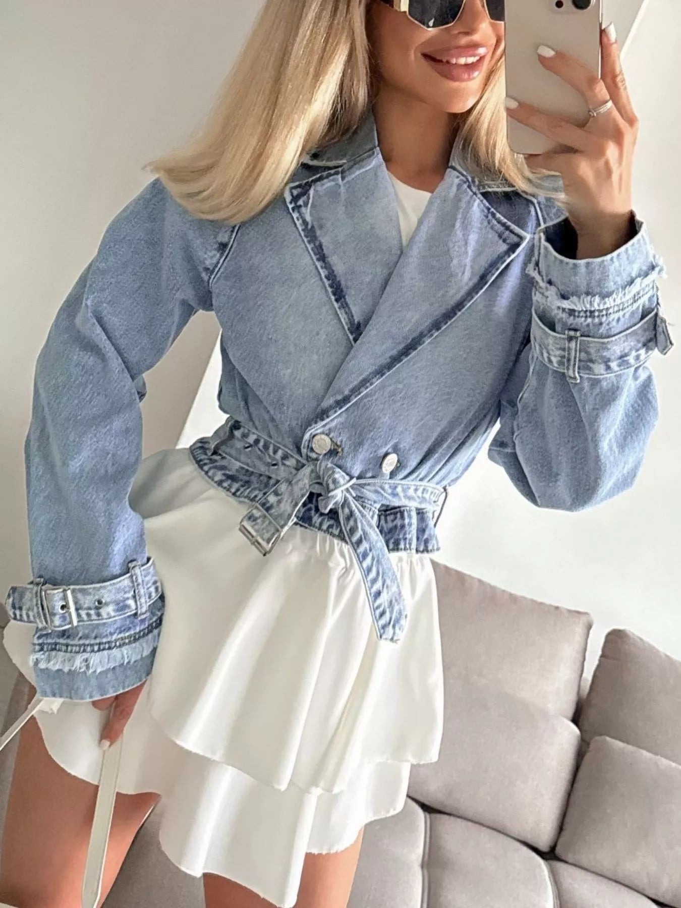 Long Sleeve Crop Denim Jacket