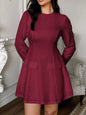 Cutout Back Long Sleeve Mini Dress Burgundy S