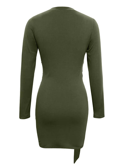 Round Neck Long Sleeve Bodycon Dress