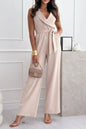 Surplice Sleeveless Wide Leg Jumpsuit Dust Storm S