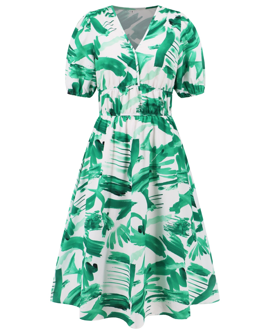 Ruched Printed Surplice Dress   