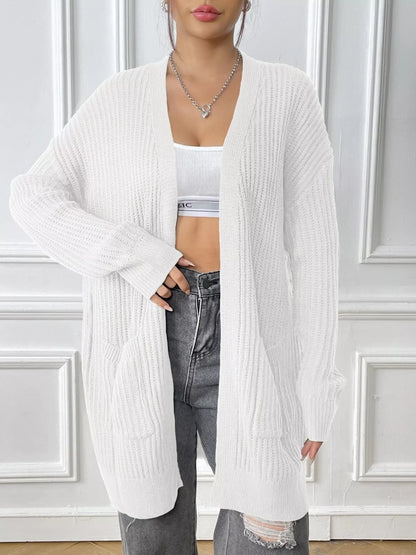 Open Front Drop Shoulder Cardigan