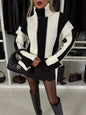 Color Block Ribbed Turtleneck Sweater Black S