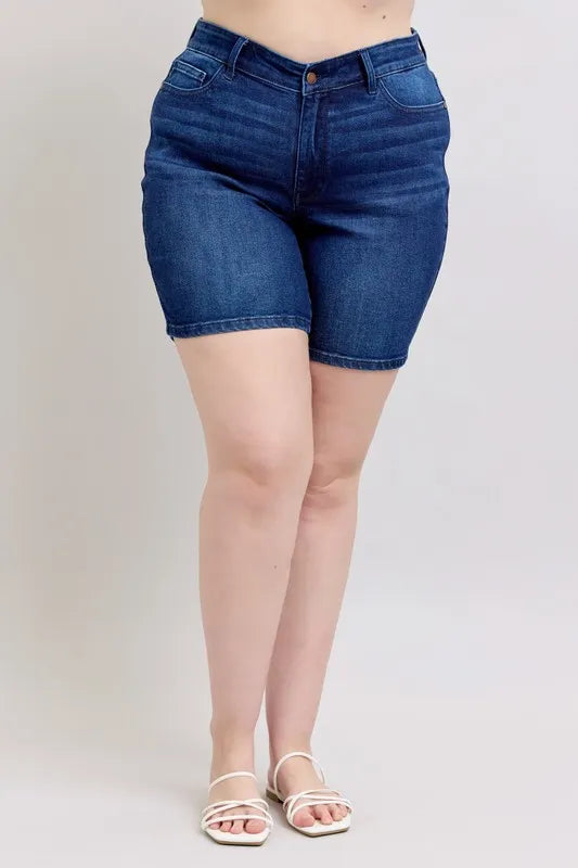Judy Blue High Waist V-Front Bermuda Plus Size