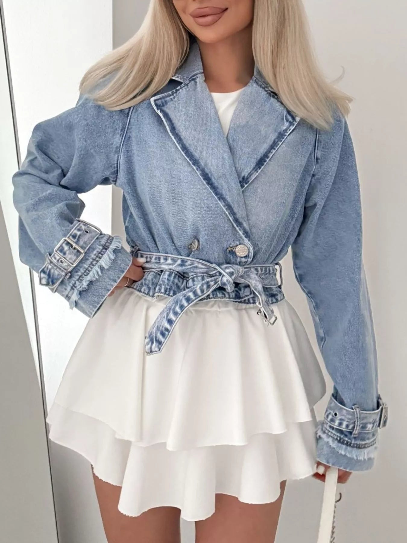 Long Sleeve Crop Denim Jacket