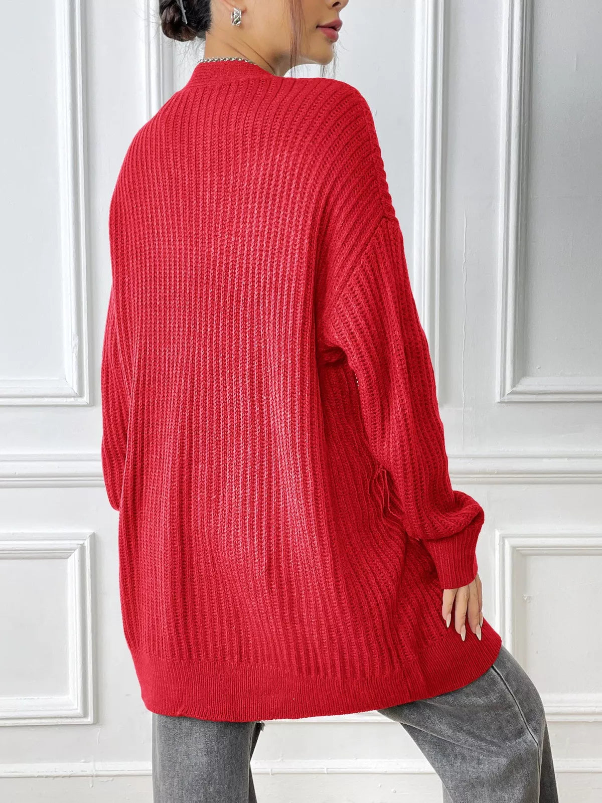 Open Front Drop Shoulder Cardigan