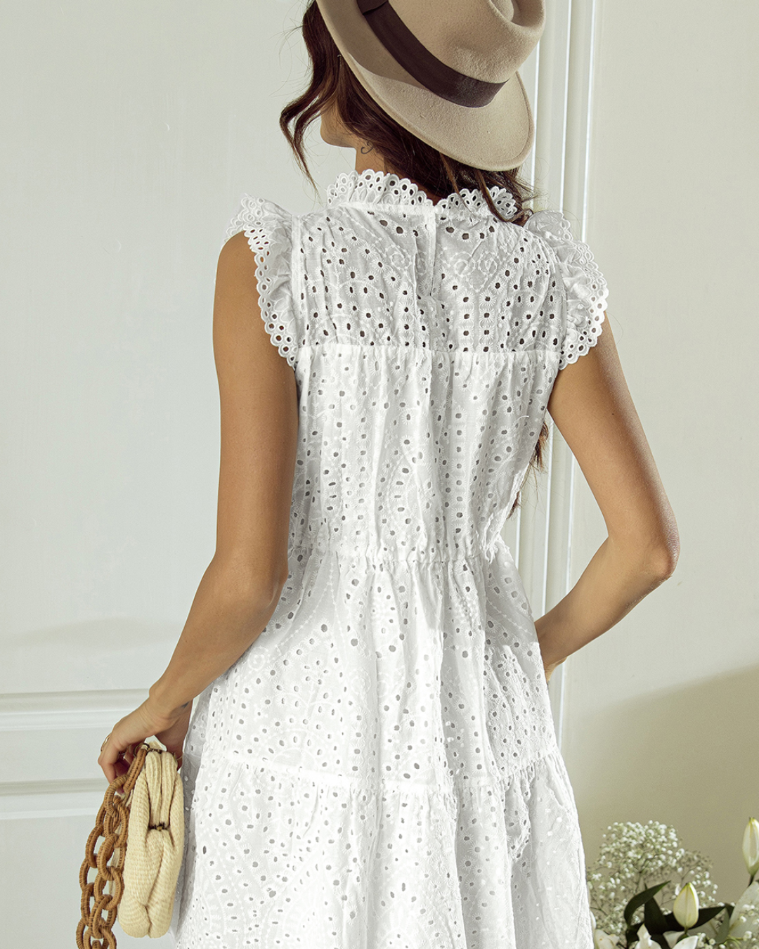 White Adjustable Tie Straps Mini Dress   