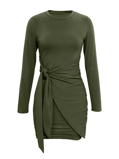Round Neck Long Sleeve Bodycon Dress