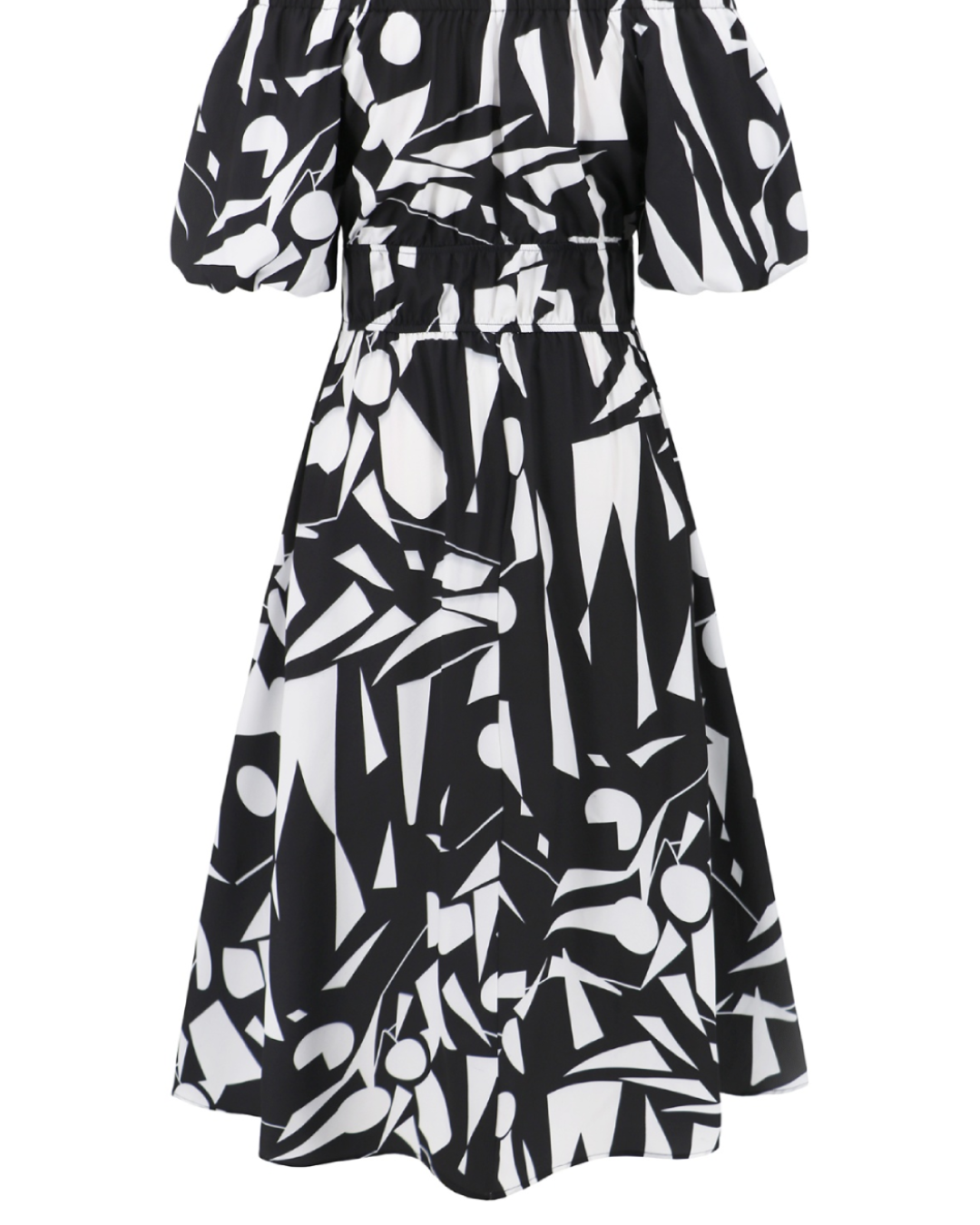 Printed Off-Shoulder Balloon Sleeve Dress   