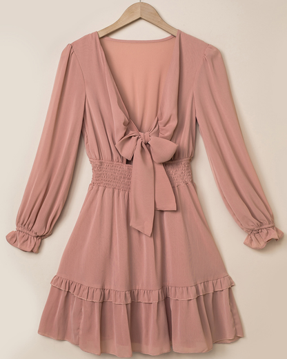 Tied Flounce Sleeve Dress   