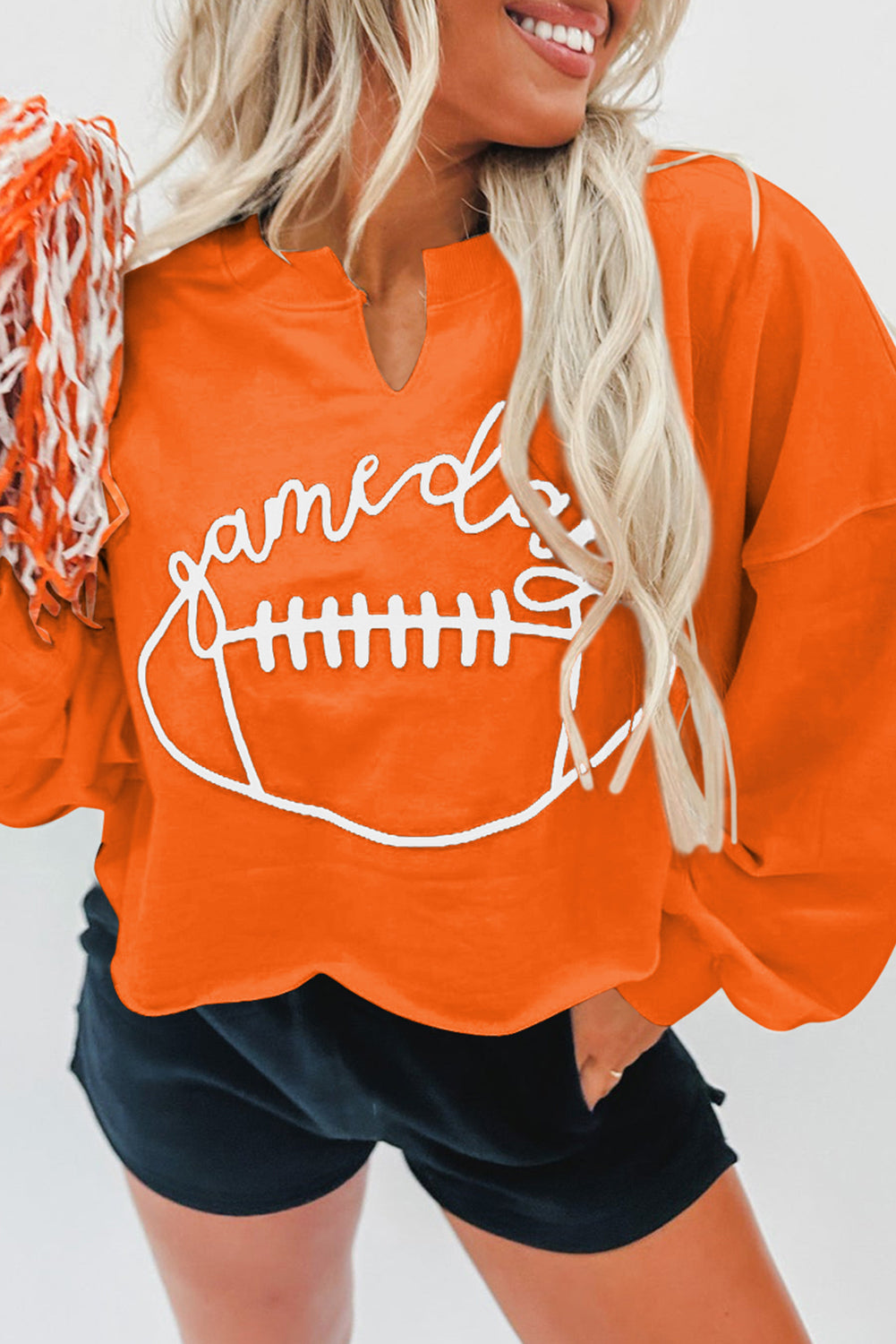 Lettering Notched Neck Sweatshirt   