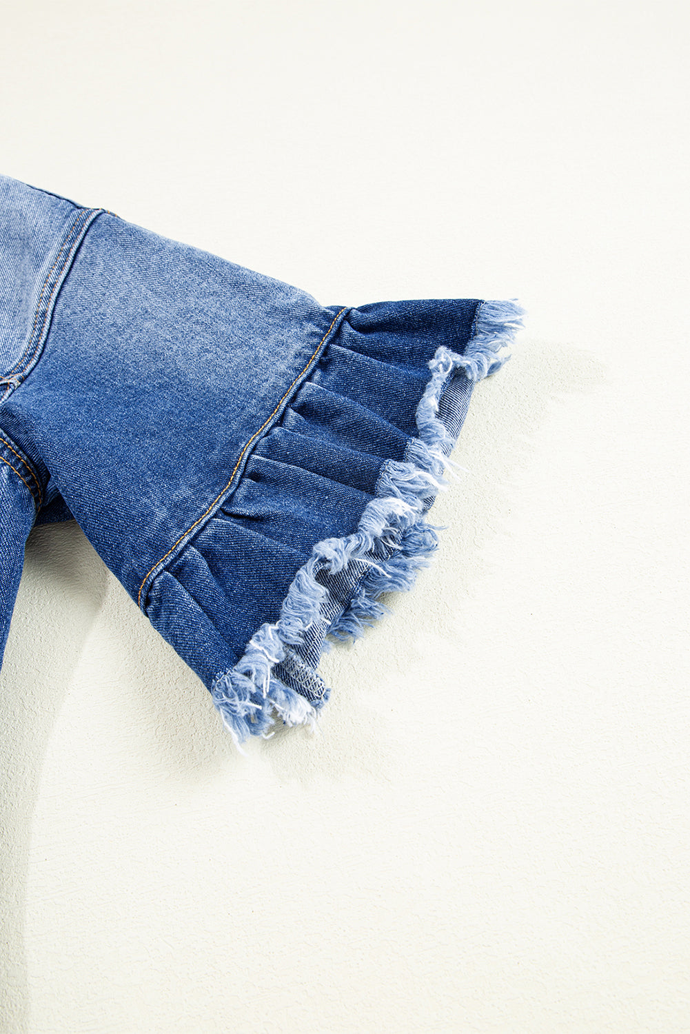 Raw Edge Ruffled Denim Jacket