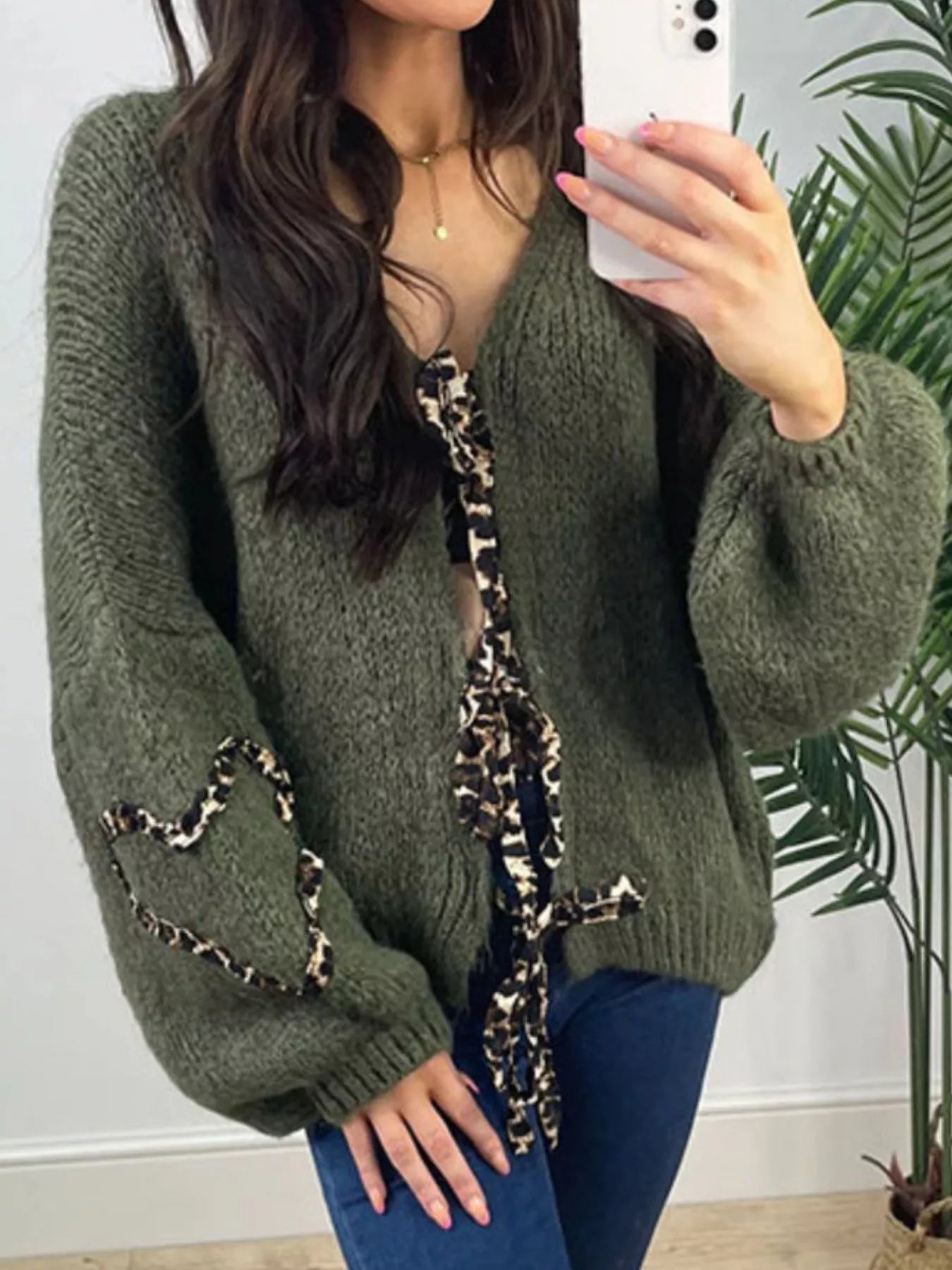 Tie Front Long Sleeve Sweater