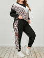 Plus Size Leopard Sweatshirt and Sweatpants Set Leopard 1XL