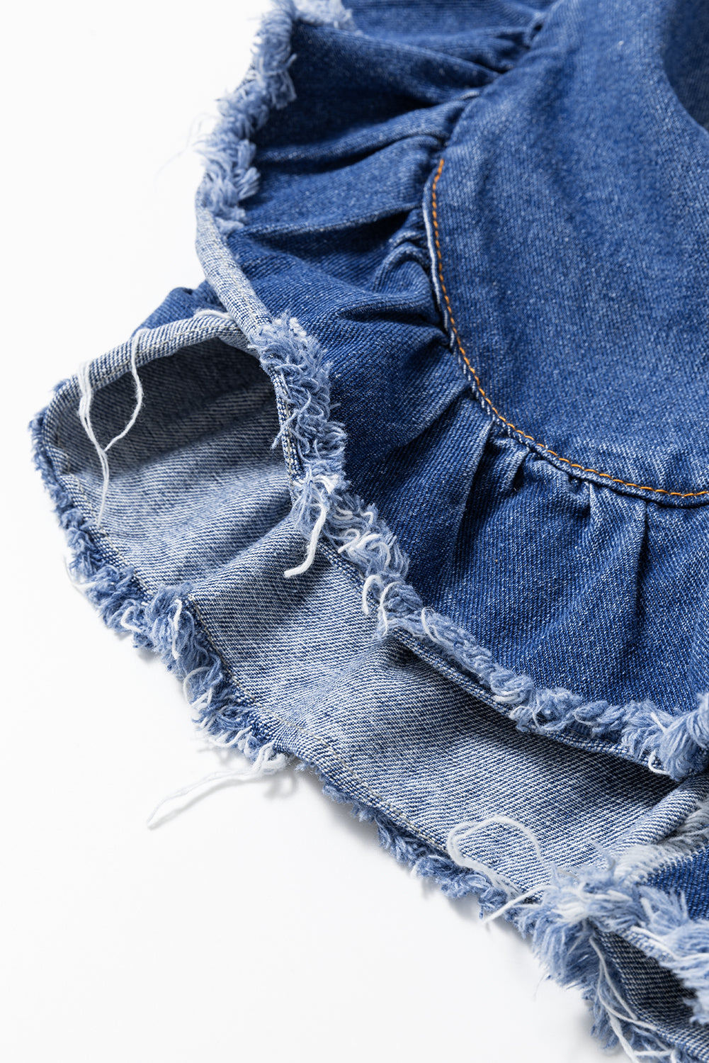 Raw Edge Ruffled Denim Jacket   