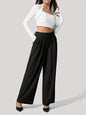 Wide Leg Pants with Pockets Black XS