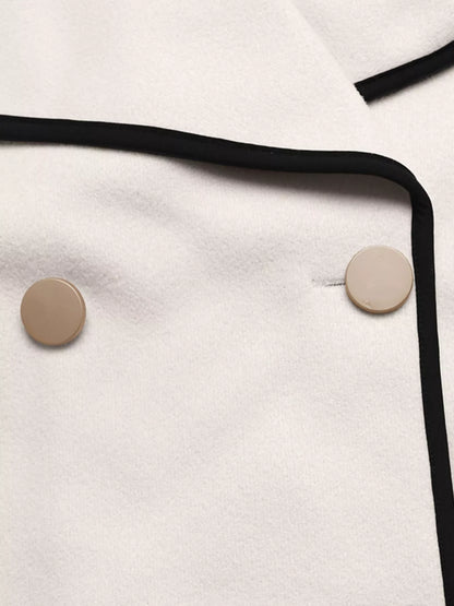 Contrast Trim Double-Breasted Jacket