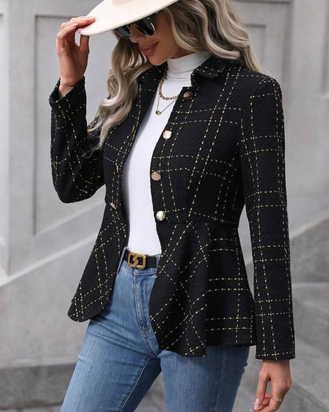 Ruffle Hem Collared Blazer   