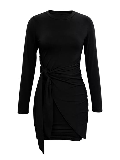 Round Neck Long Sleeve Bodycon Dress