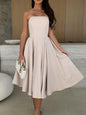 Solid Color Tube Midi Dress Dust Storm XL