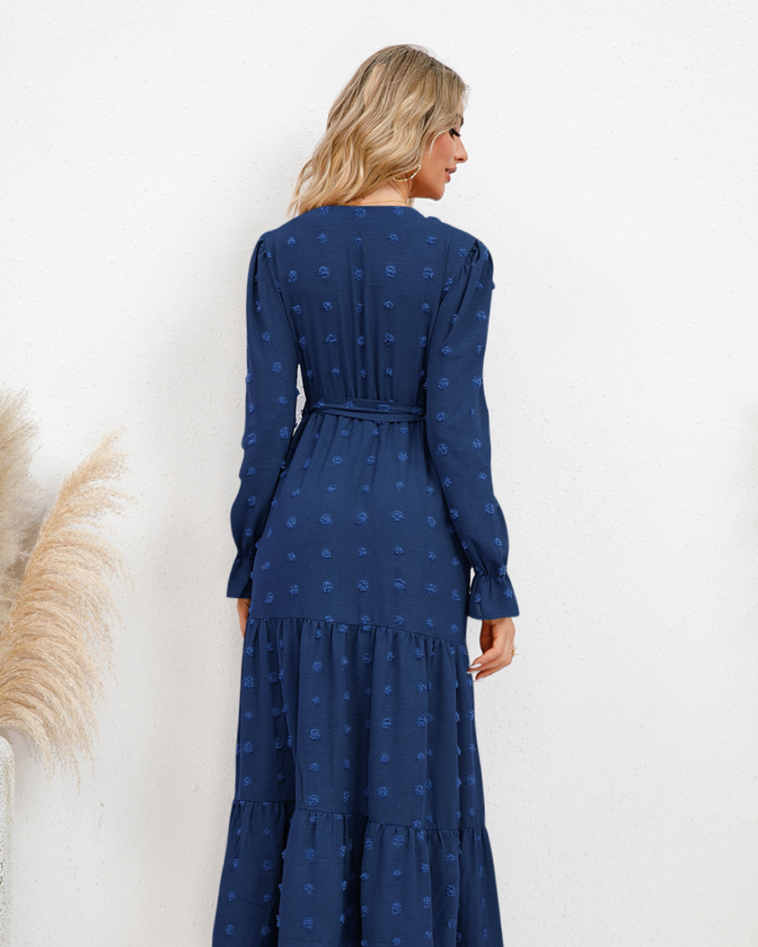 Swiss Dot Tied Surplice Dress   