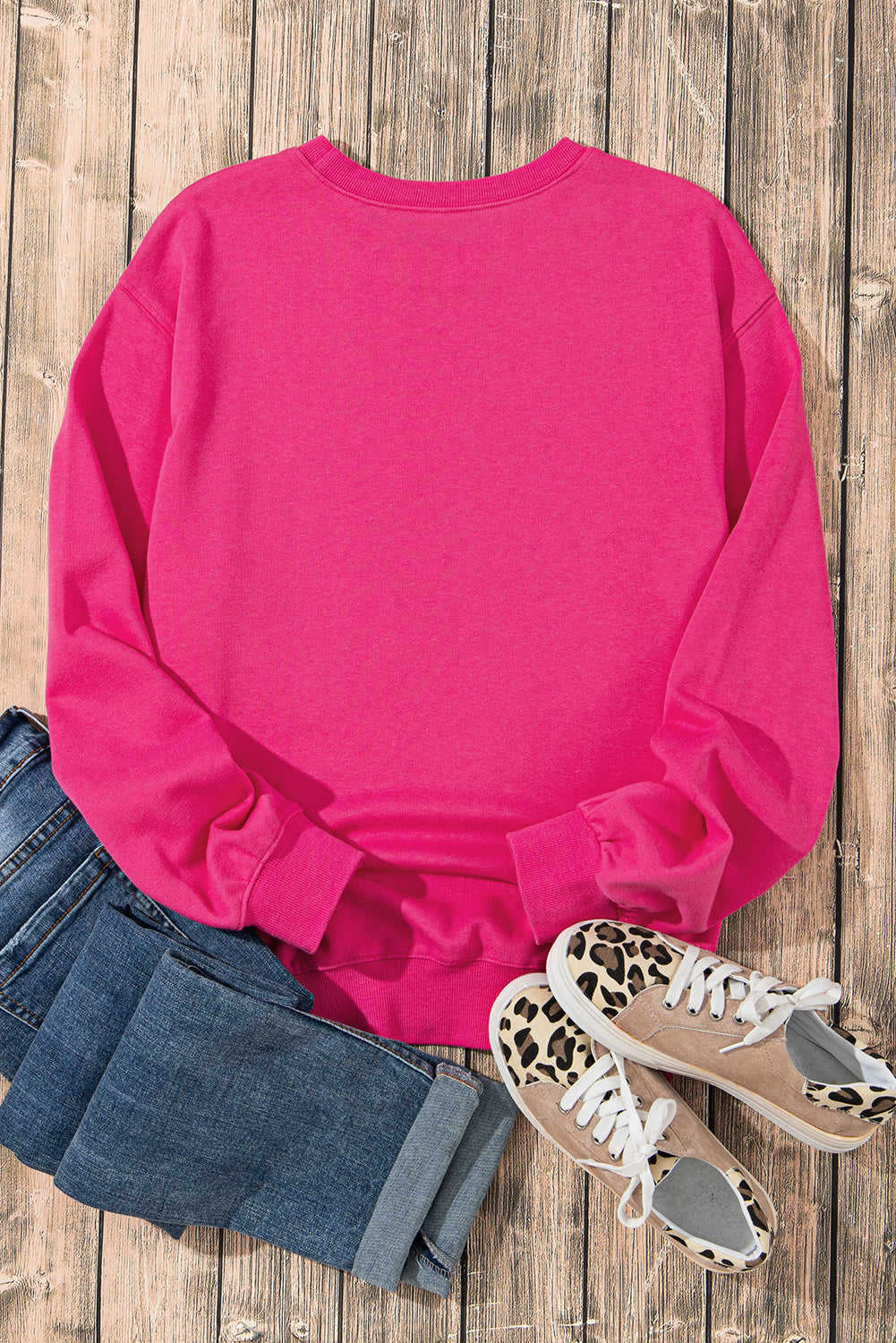 Sequin Double Heart Graphic Sweatshirt