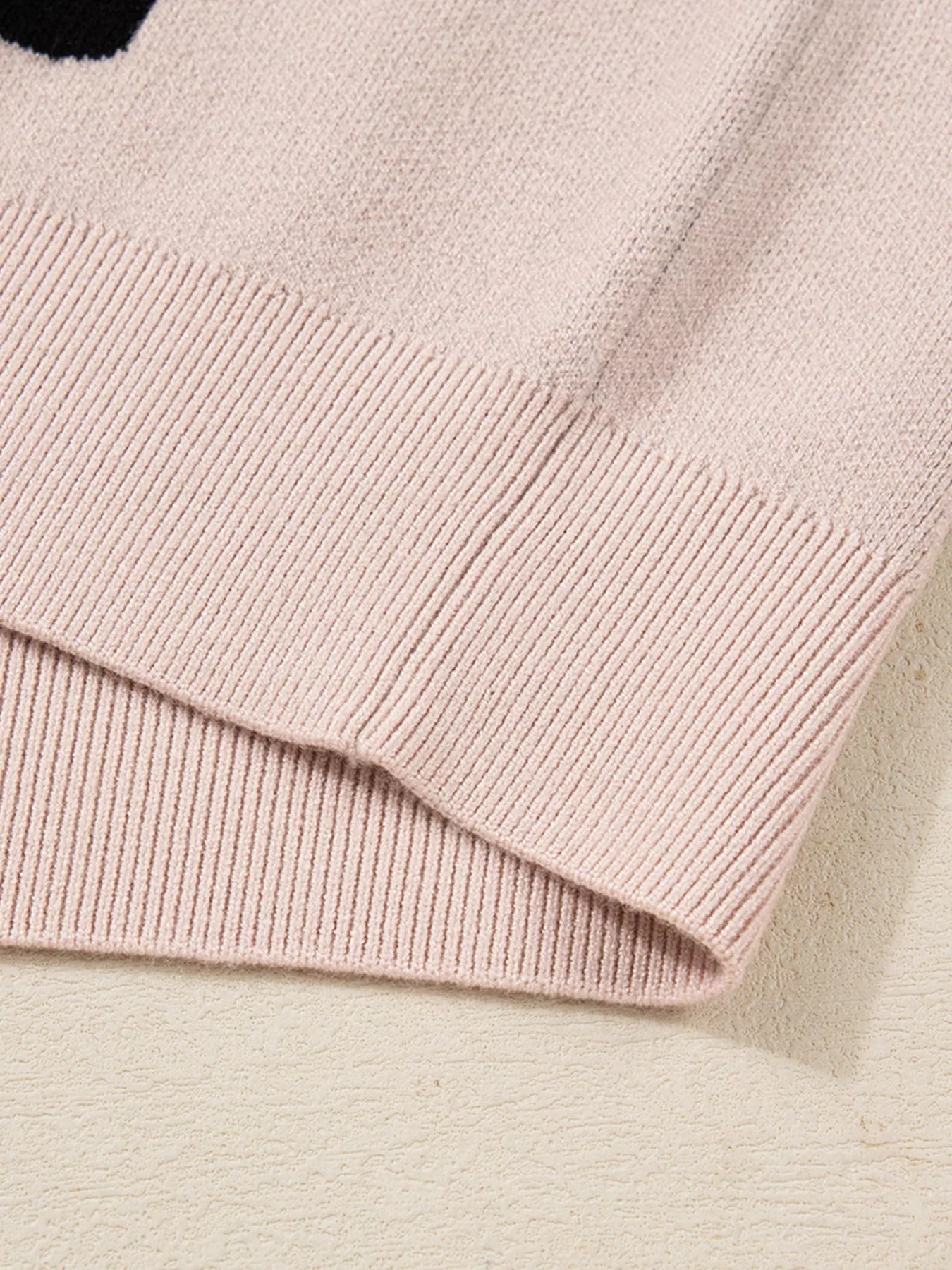 Pearl Embellished Bow Pattern Loose Sweater