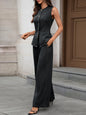 Button Up Tank and Pants Denim Set Black Suit S
