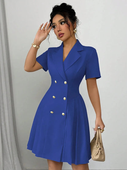 Double-Breasted Short Sleeve Dress