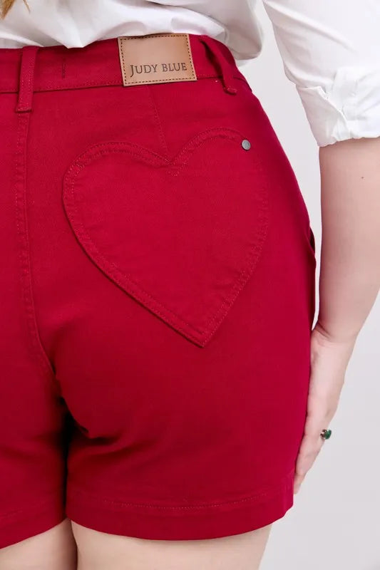 Judy Blue Plus Size Dyed Heart Shaped Denim Shorts