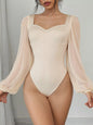 Sweetheart Neck Balloon Sleeve Bodysuit Apricot S