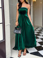 Velvet Tube Midi Dress Dark Green S