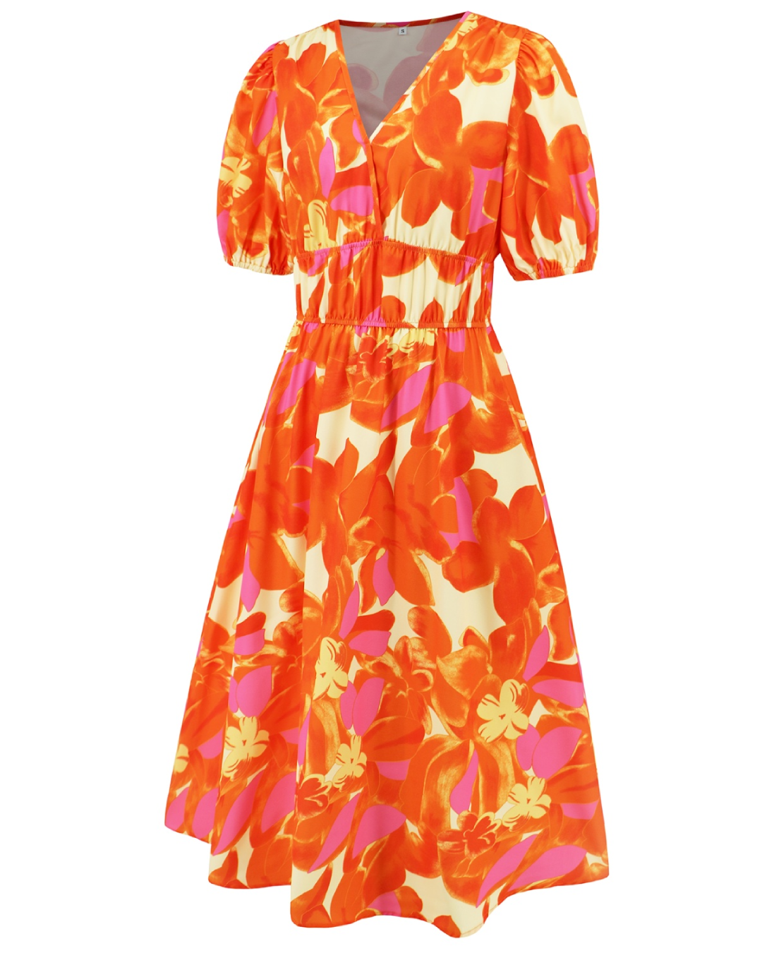 Ruched Printed Surplice Dress   