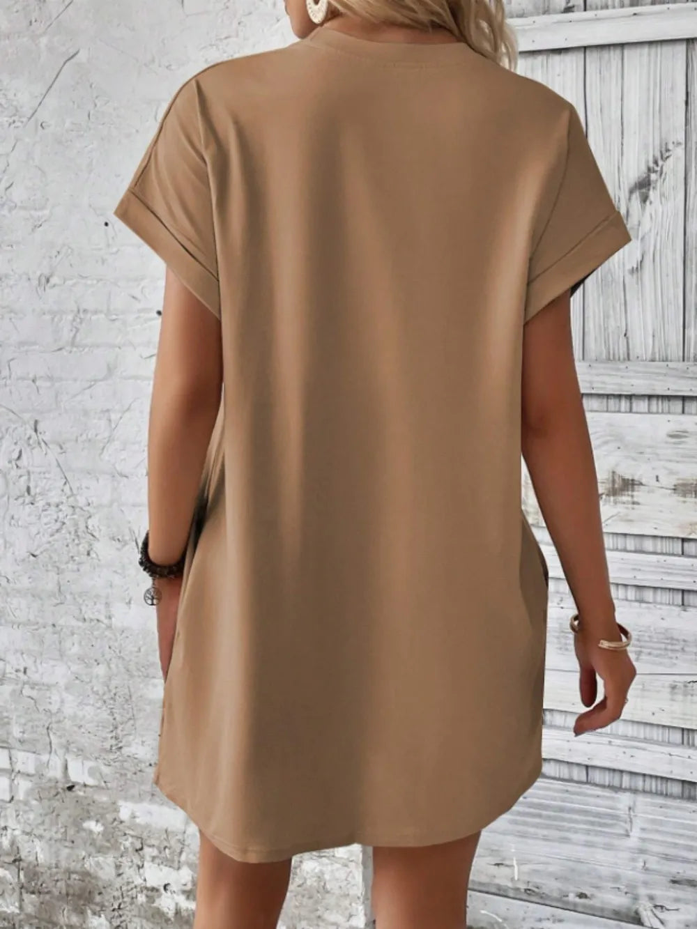 Short Sleeve Mini Tee Dress with Pockets