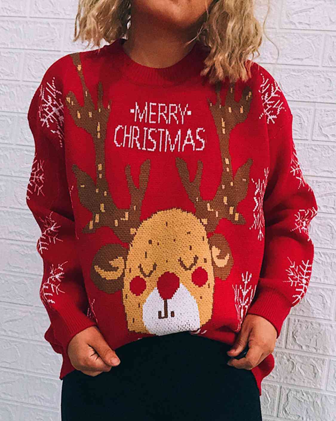 Christmas Element Long Sleeve Sweater Red S 