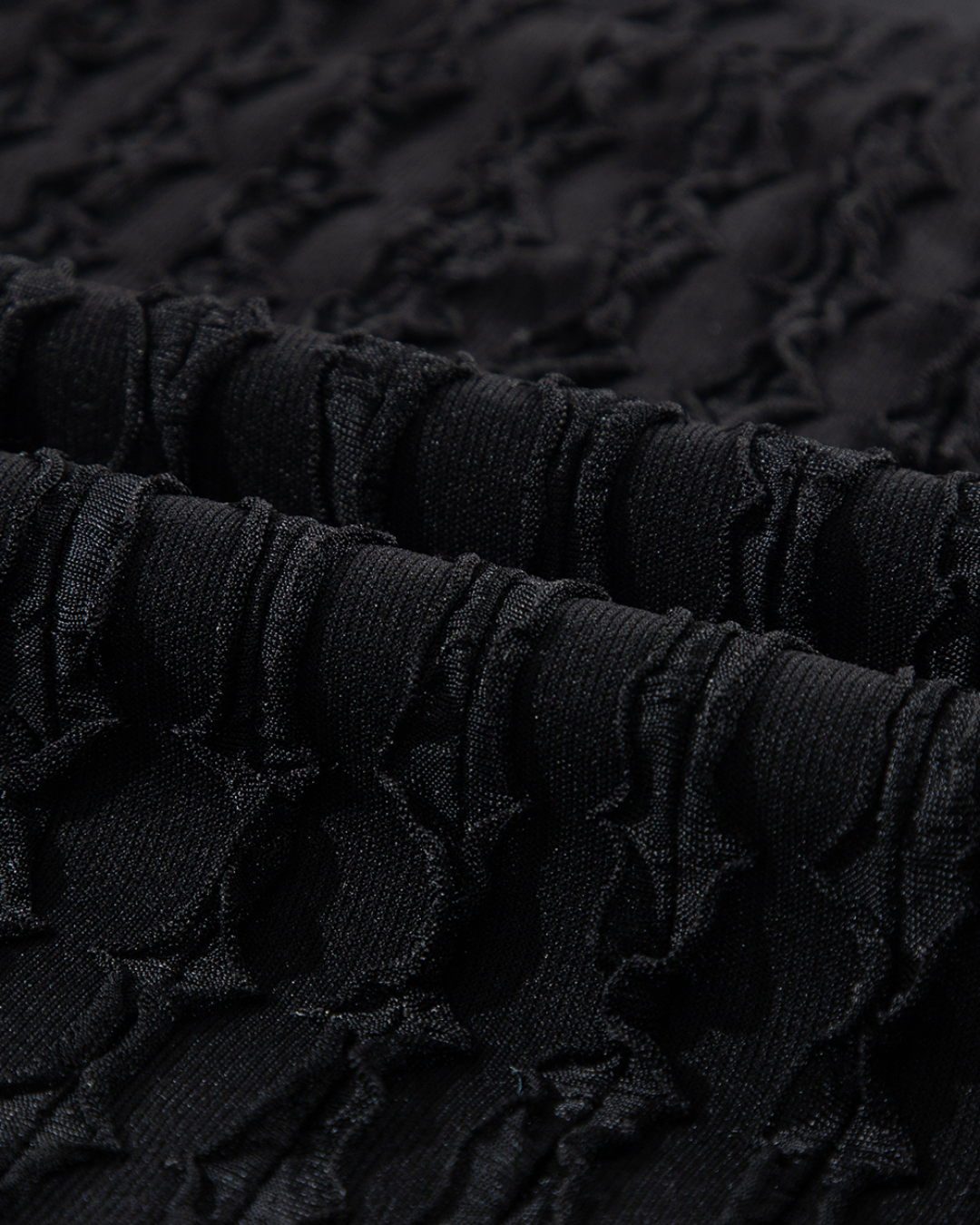 Black Frill Textured Short Sleeve Set   