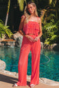 Pale Chestnut Ruffle Tiered Cami Pleated Wide Leg Pants Set Pale Chestnut S