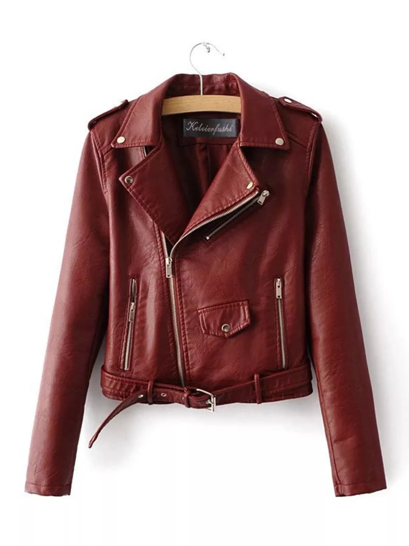 Full Size Zip Up Leather Jacket