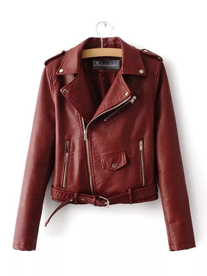 Full Size Zip Up Leather Jacket