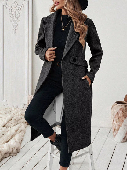 One Button Wool Blend Overcoat