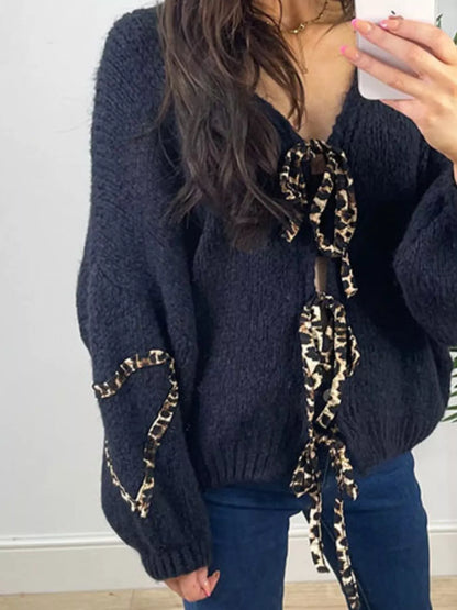 Tie Front Long Sleeve Sweater