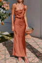 One Shoulder Sleeveless Maxi Dress Caramel S
